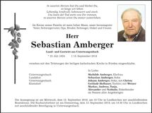 Traueranzeige Sebastian Amberger