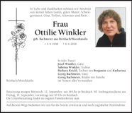 Traueranzeige Ottilie Winkler