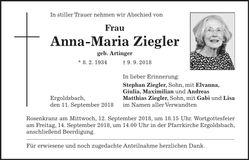 Traueranzeige Anna-Maria Ziegler
