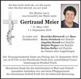 Traueranzeige Gertraud Meier