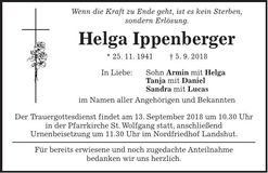 Traueranzeige Helga Ippenberger
