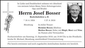 Traueranzeige Josef Bosser