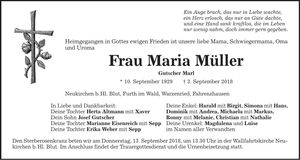 Traueranzeige Maria Müller