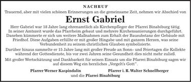 Traueranzeige Ernst Gabriel