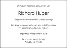 Traueranzeige Richard Huber