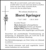 Traueranzeige Horst Springer