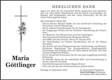 Traueranzeige Maria Göttlinger
