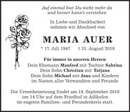 Traueranzeige Maria Auer