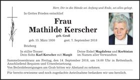Traueranzeige Mathilde Kerscher