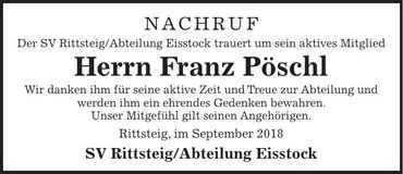 Traueranzeige Franz Pöschl