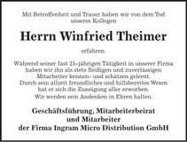 Traueranzeige Winfried Theimer