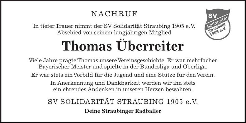 Traueranzeige Thomas Überreiter