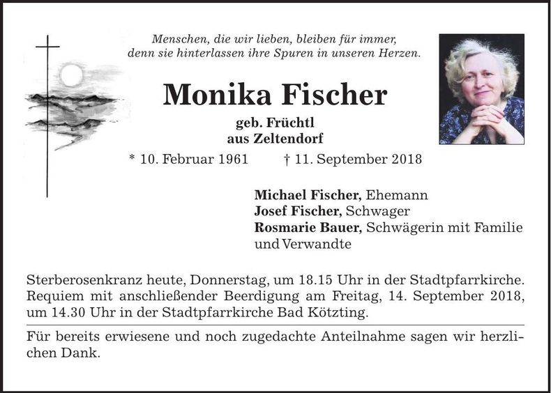 Traueranzeige Monika Fischer