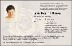 Traueranzeige Rosina Bauer