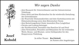 Traueranzeige Josef Kobold
