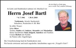 Traueranzeige Josef Bartl