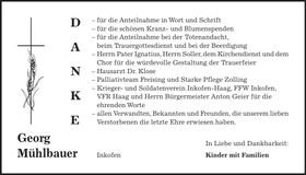 Traueranzeige Georg Mühlbauer