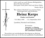 Traueranzeige Heinz Kerps