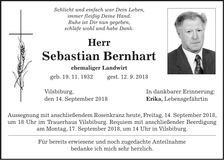 Traueranzeige Sebastian Bernhart