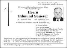 Traueranzeige Edmund Sauerer