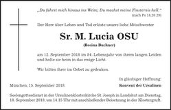 Traueranzeige Lucia Buchner