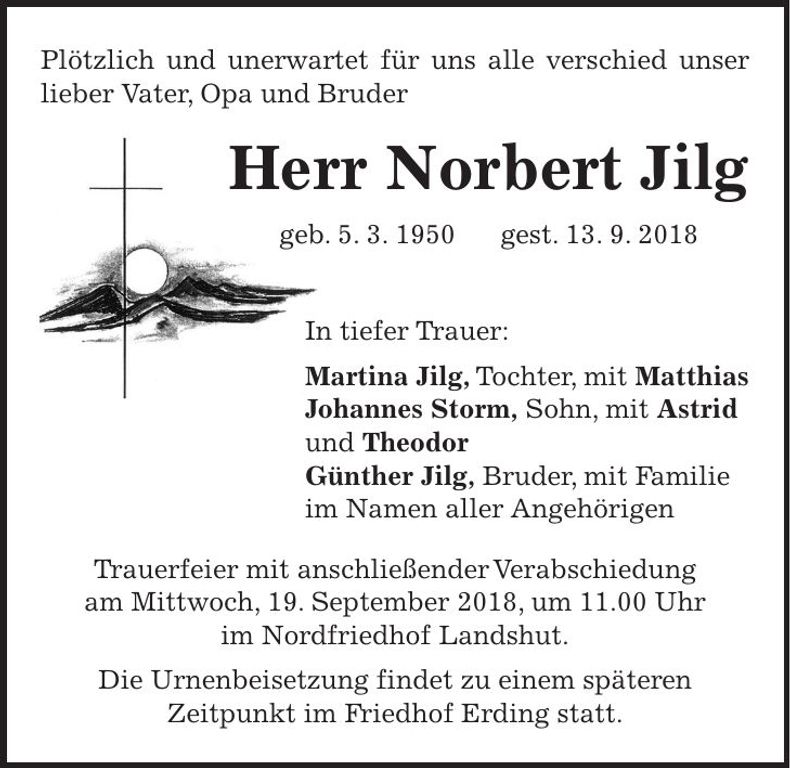 Traueranzeige Norbert Jilg