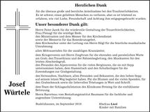 Traueranzeige Josef Würtele