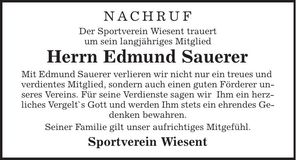 Traueranzeige Edmund Sauerer