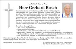 Traueranzeige Gerhard Bosch
