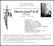 Traueranzeige Josef Ertl