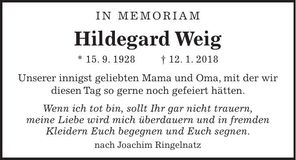 Traueranzeige Miriam Beig