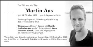 Traueranzeige Martin Aas