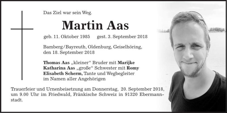Traueranzeige Martin Aas