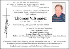 Traueranzeige Thomas Vilsmaier