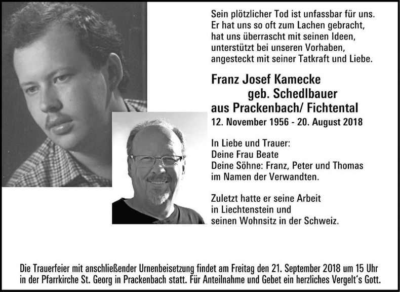 Traueranzeige Franz Josef Kamecke