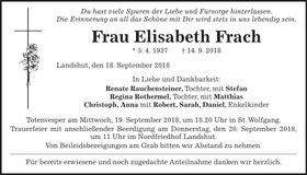 Traueranzeige Elisabeth Frach