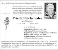 Traueranzeige Frieda Reicheneder