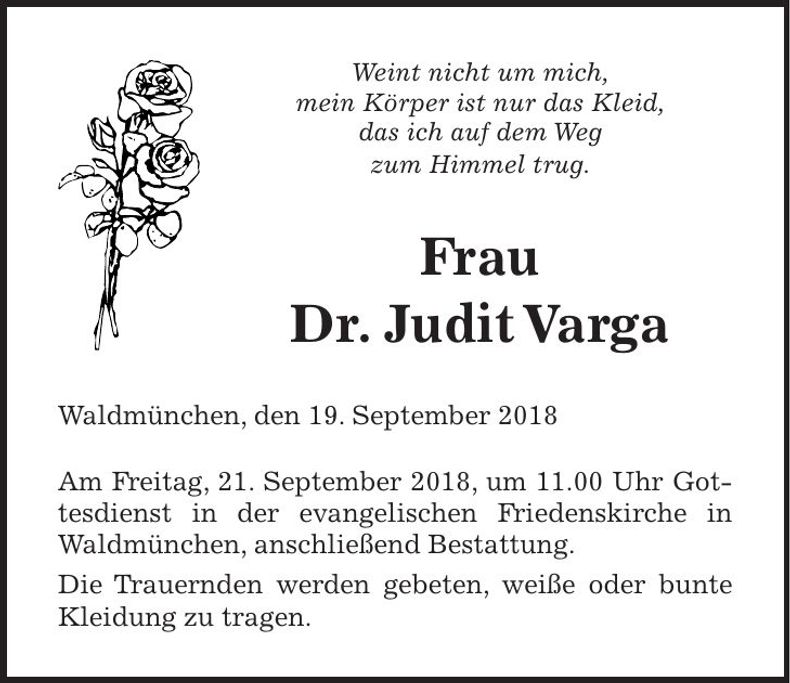 Traueranzeige Judit Varga