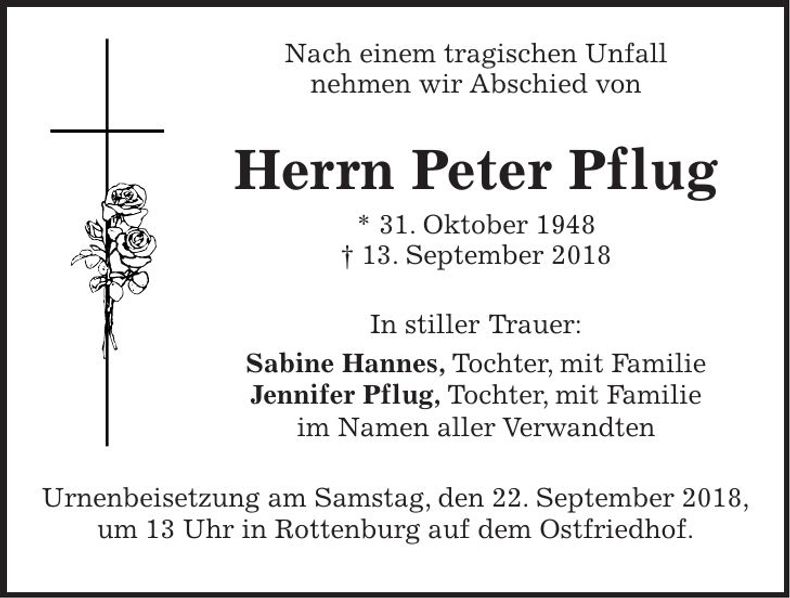 Traueranzeige Peter Pflug