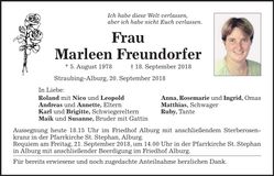 Traueranzeige Marleen Freundorfer