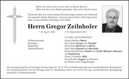 Traueranzeige Gregor Zeilnhofer