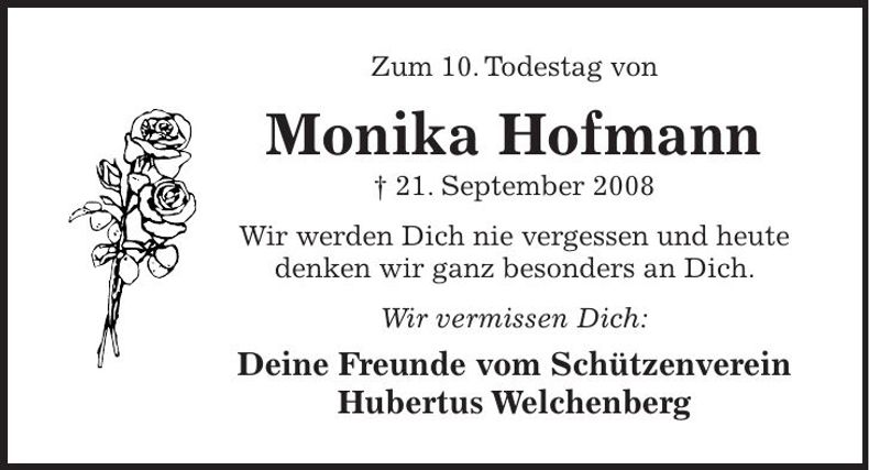 Traueranzeige Monika Hofmann