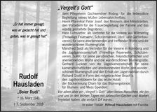 Traueranzeige Rudolf Hausladen