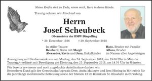 Traueranzeige Josef Scheubeck