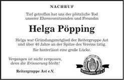 Traueranzeige Helga Pöpping