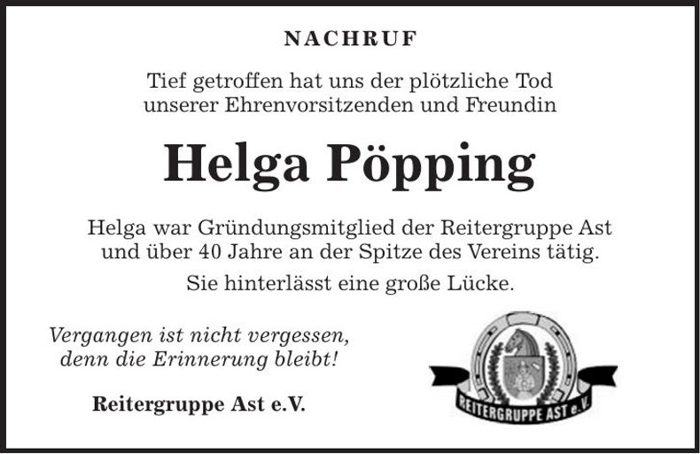 Traueranzeige Helga Pöpping