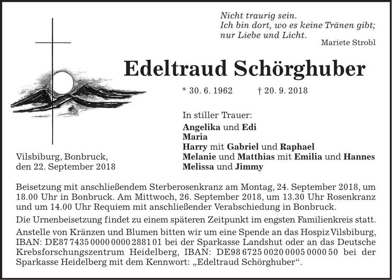 Traueranzeige Edeltraud Schörghuber