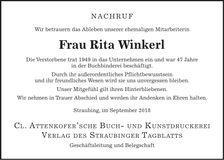 Traueranzeige Rita Winkerl