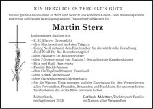 Traueranzeige Martin Sterz