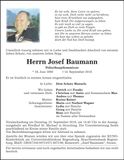 Traueranzeige Josef Baumann